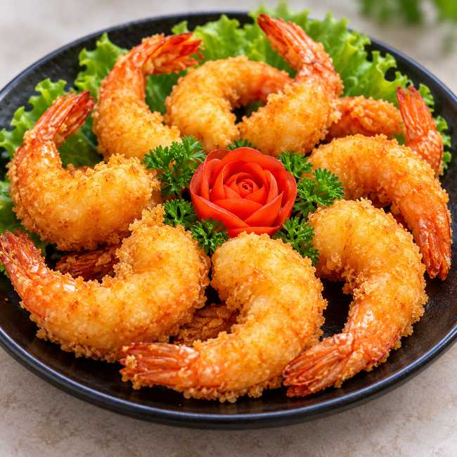 Tôm tẩm bột chiên.