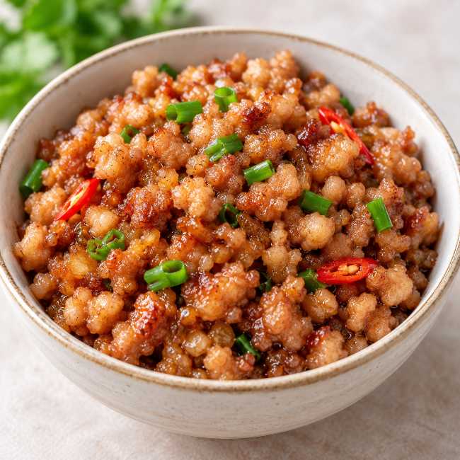 Thịt băm rim mắm.